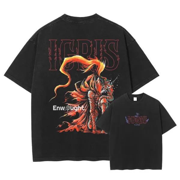 Design Enwought Igris Graphic Print Oversized T-Shirt Black T-Shirts - 1