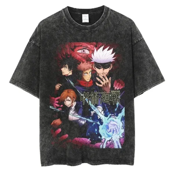 Design Jujutsu Kaisen Graphic Washed Black T-Shirt - 1
