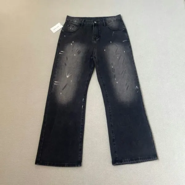 Design Distressed Graffiti-Print Wide-Leg Jeans - 17