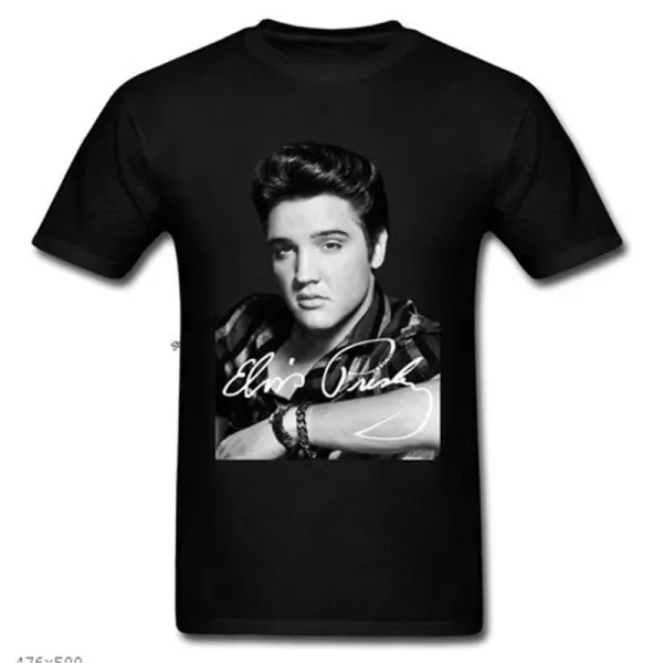 Design Elvis Presley Signature Portrait Black T-Shirt T-Shirts - 1
