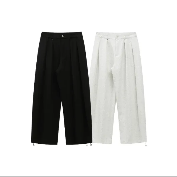 Design Wide-Leg Pleated Trousers Black Pants - 4