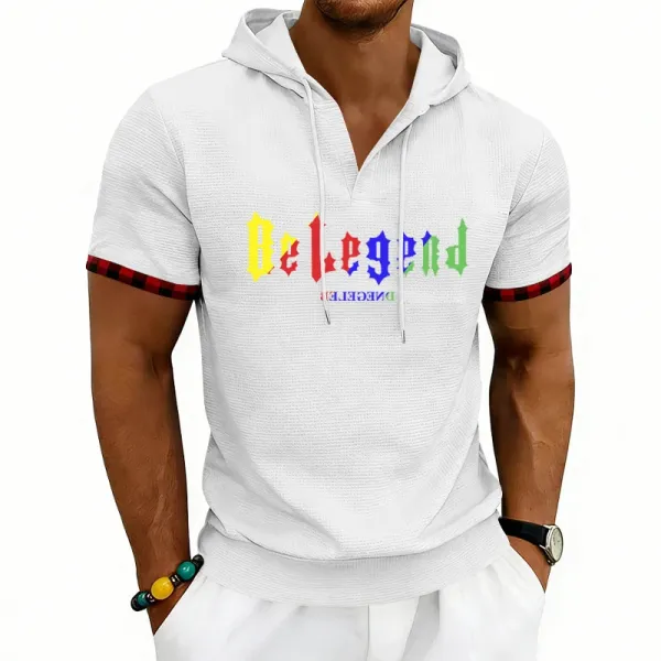 Design Be Legend Rainbow Print Hooded T-Shirt White Hoodie - 5