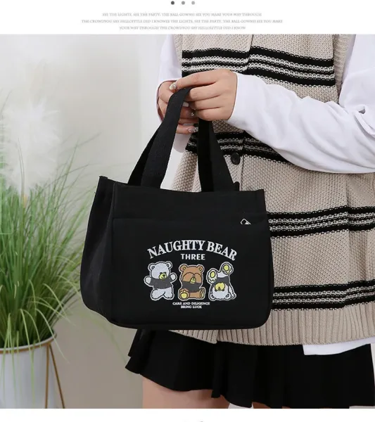 Design Naughty Bear Three Canvas Tote Bag Beige Tote Bag - 16