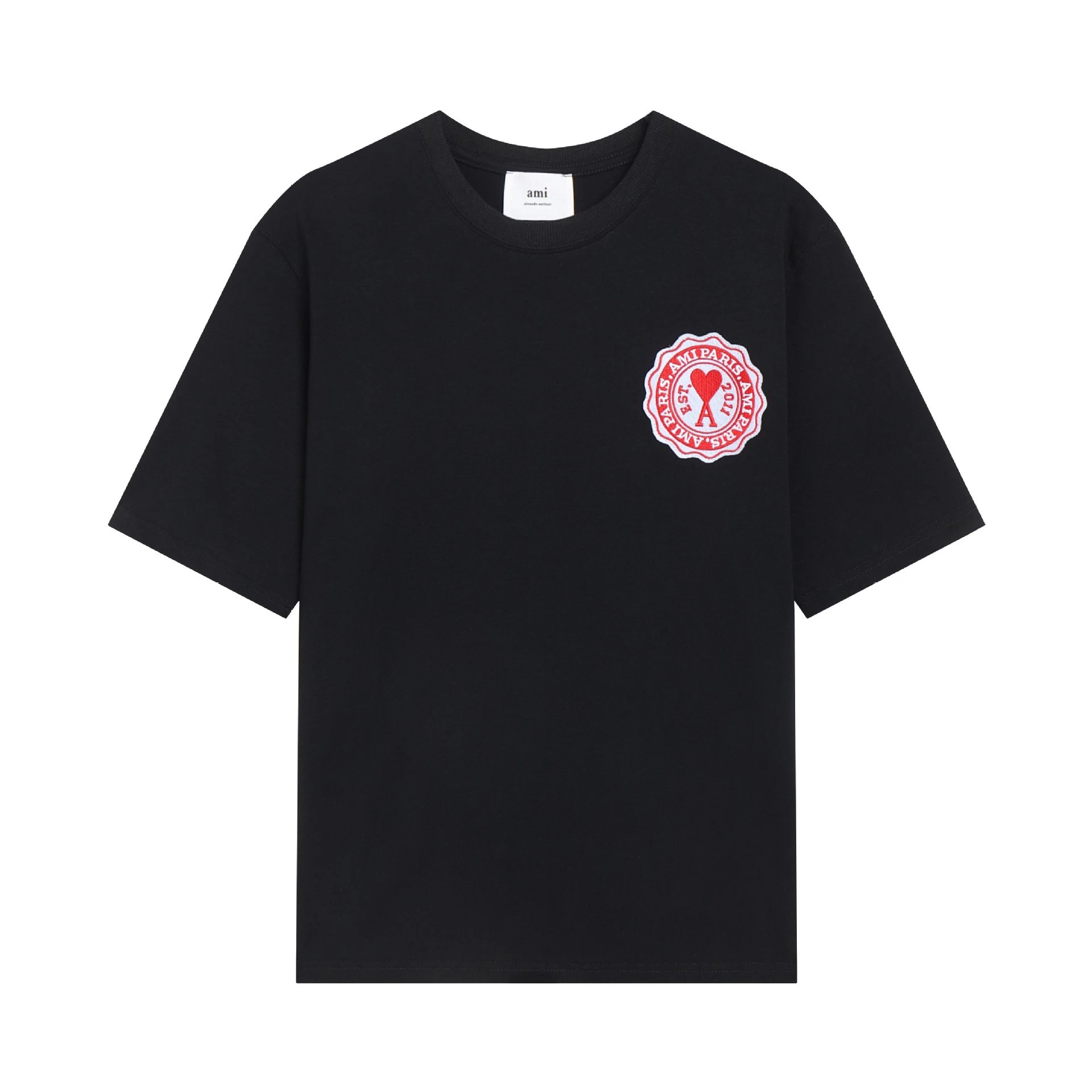 AMI Paris Logo Embroidered Beige T-Shirt - 9