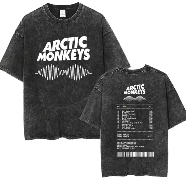 Design Arctic Monkeys Band Merchandise Acid Wash Black T-Shirt T-Shirts - 1