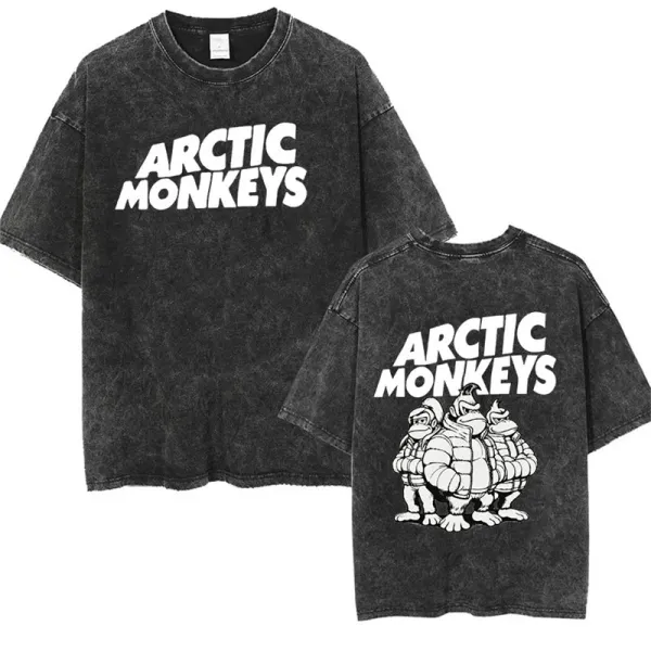 Design Arctic Monkeys Graphic Acid Wash T-Shirt Black T-Shirts - 1