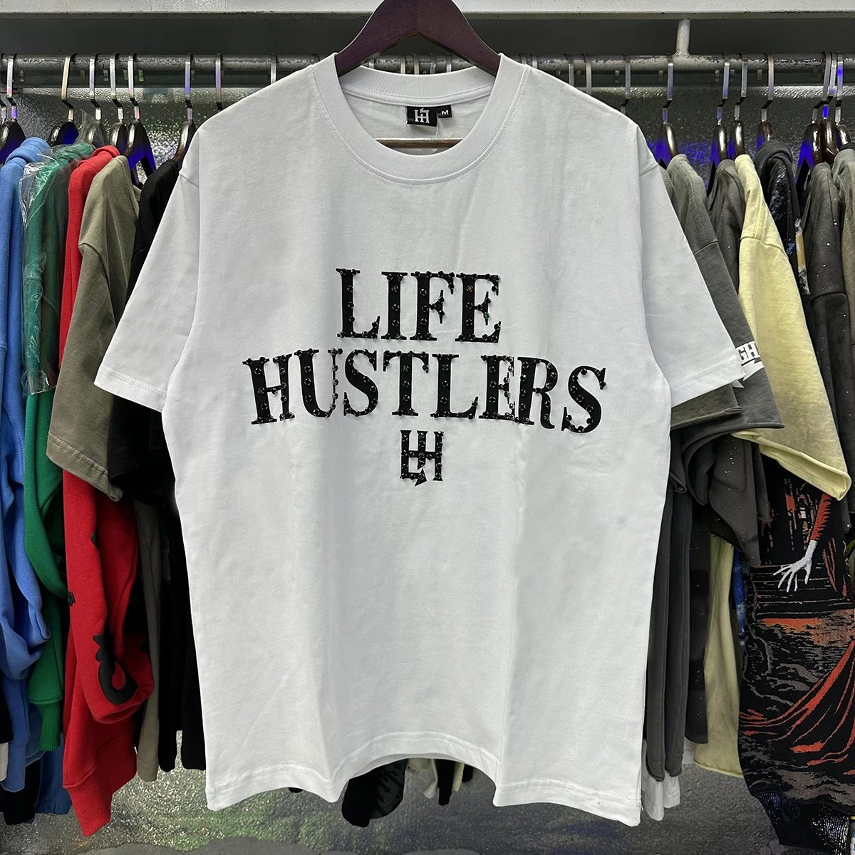 Design Studded Blue 'H' Graphic T-Shirt Black - 5