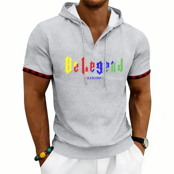 Design Be Legend Rainbow Print Hooded T-Shirt White Hoodie - 25