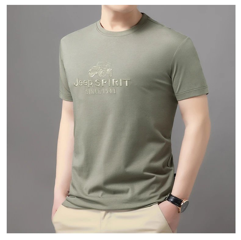 Design Jeep Spirit Graphic Embossed T-Shirt Charcoal Gray T-Shirt T-Shirts - 15