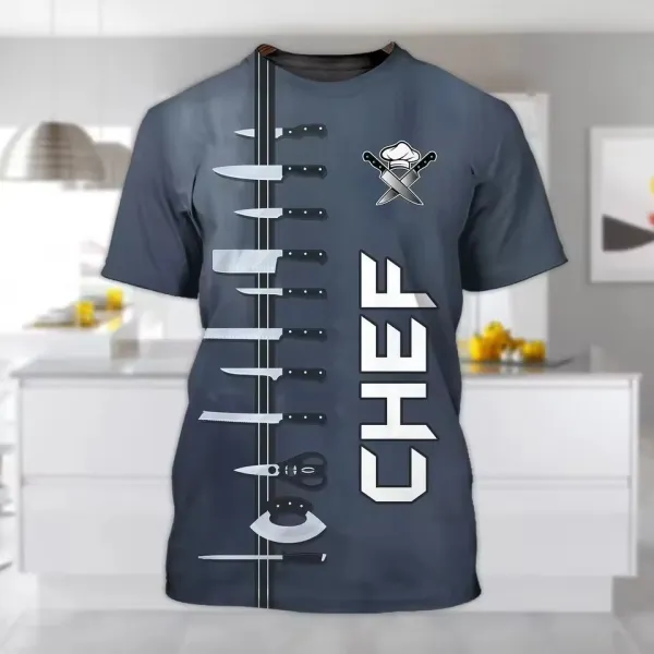 Design Chef Jacket T-Shirt Black with White Toque Print - 20