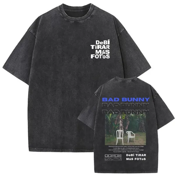 Design DeBí TiRAR Más Fotos Bad Bunny Graphic Oversized T-Shirt Black Tops.t Shirts - 1