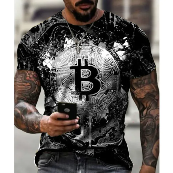 Design Bitcoin Gold Foil Print T-Shirt - 3