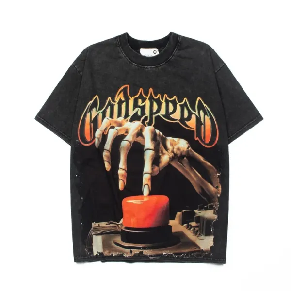 Godspeed Skeleton Newspaper Graphic T-Shirt Black - 25