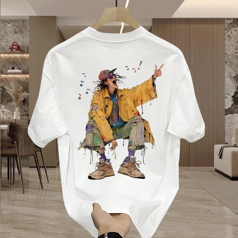 American Streetwear Heavyweight Premium Short Sleeve T-Shirt Summer Men's New Trendy Loose Fit Tee