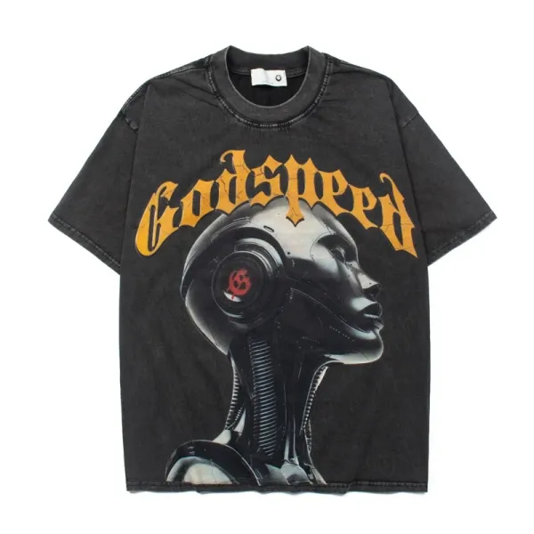 Godspeed Skeleton Newspaper Graphic T-Shirt Black - 33