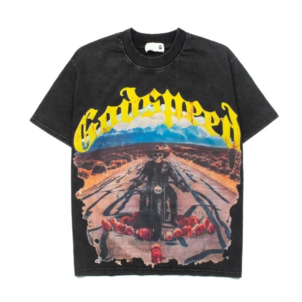 Godspeed Skeleton Newspaper Graphic T-Shirt Black - 41