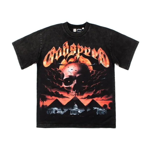 Godspeed Skeleton Newspaper Graphic T-Shirt Black - 49