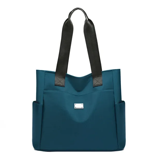Design Tote Bag Teal with Black Straps Handbag - 1
