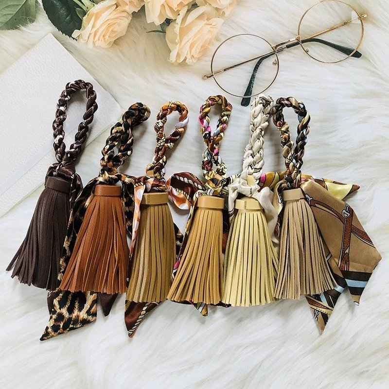 Hermès Silk Scarf Keychain with Blue Tassel and Nautical Print Accessories - 16