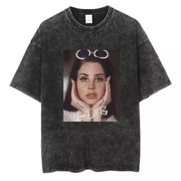 Design Lana Del Rey Graphic Acid Wash T-Shirt T-Shirts - 1