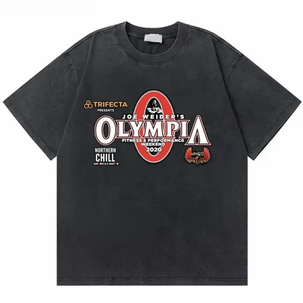 Design Trifecta x Joe Weider's Olympia 2020 Fitness Weekend Vintage Wash T-Shirt T-Shirts - 1