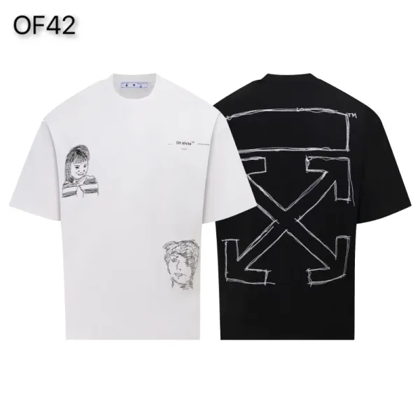 Off-White Mona Lisa Tape Print T-Shirt White and Black - 40