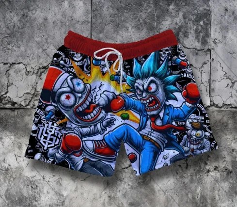 Design Rain or Sun Apparel Psychedelic Face Print Swim Shorts Multicolor Swimwear - 7