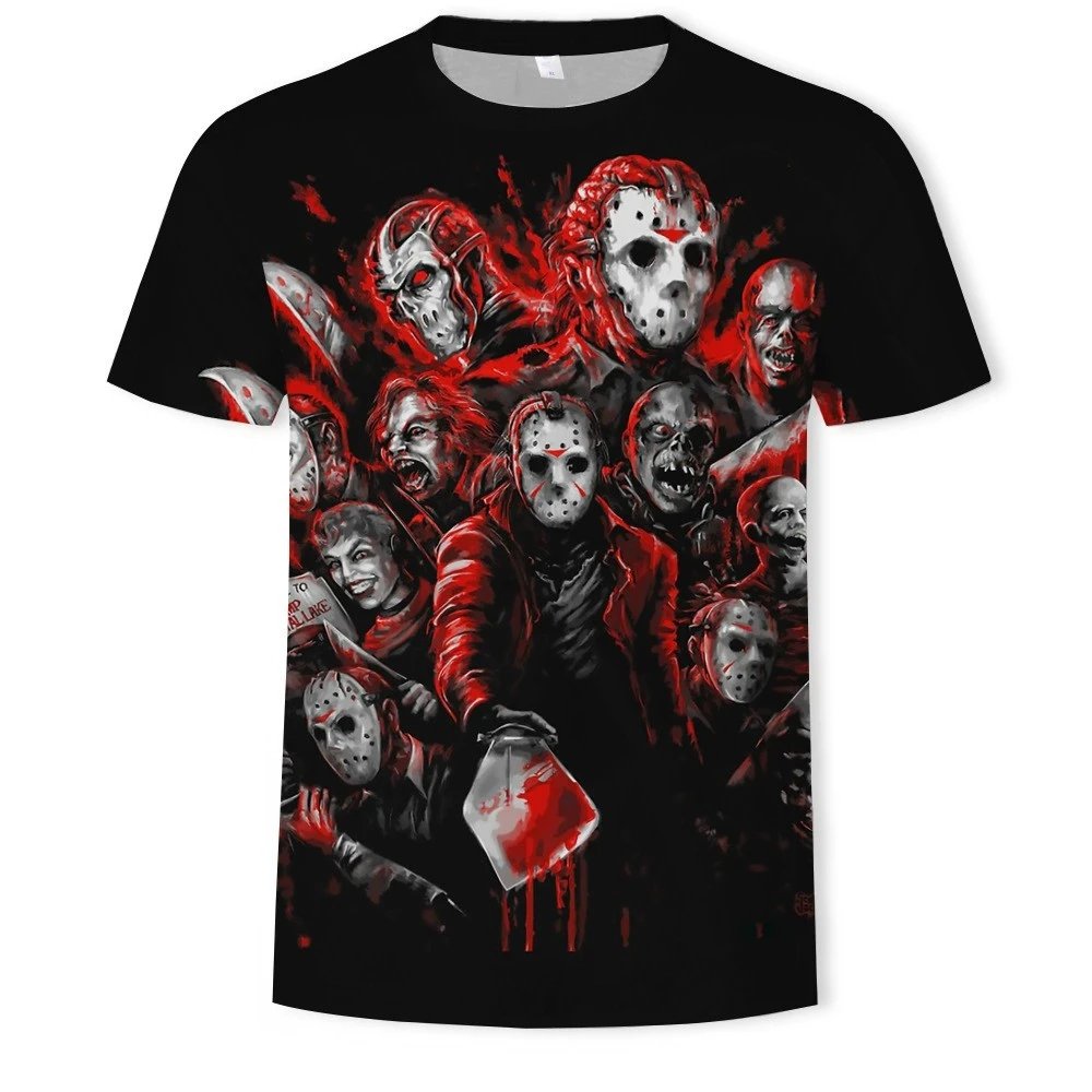Design Friday the 13th Horror Collage Black T-Shirt - 6