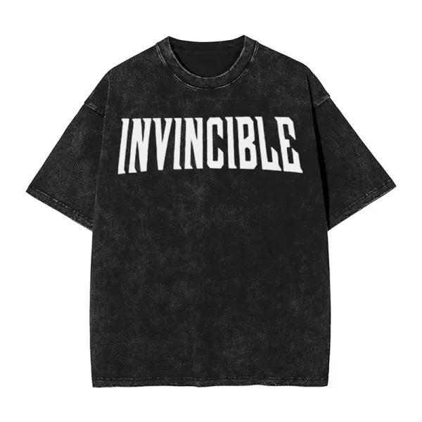 Design INVINCIBLE Washed Black T-Shirt - 1