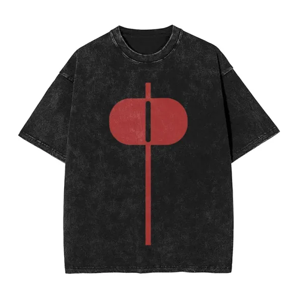 Design Abstract Lantern Graphic Washed Black T-Shirt - 1