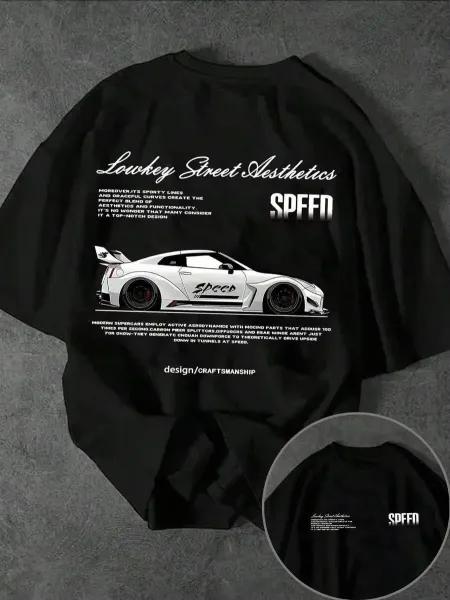 Design SPEED Lowkey Street Aesthetics Graphic T-Shirt Forest Green T-Shirts - 6