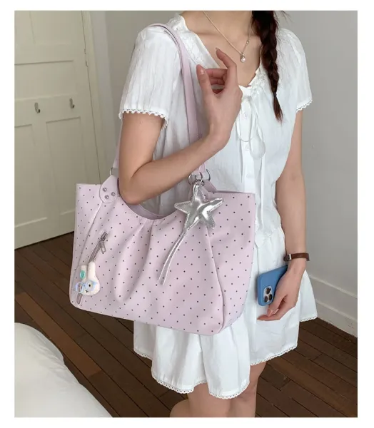 Design Polka Dot Tote Bag White - 18