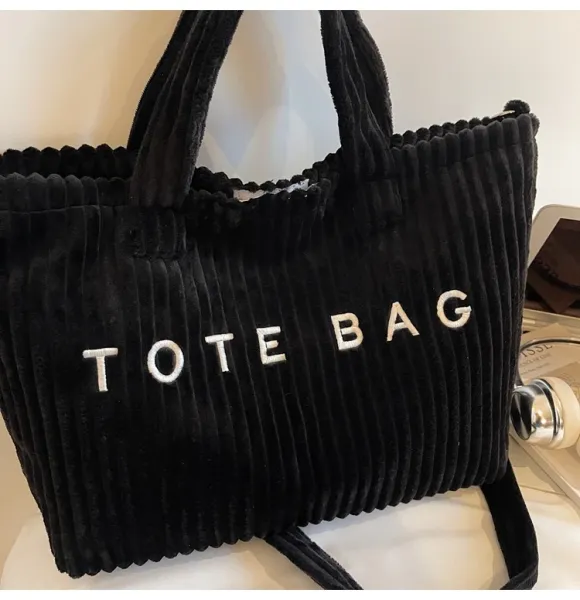 Design Corduroy Tote Bag Beige - 31