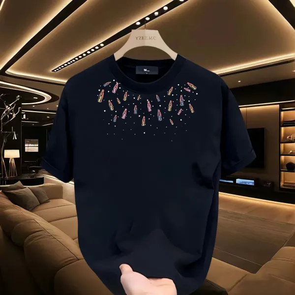 Design YZEE.MC Rainbow Brushstroke Navy T-Shirt T-Shirts - 11
