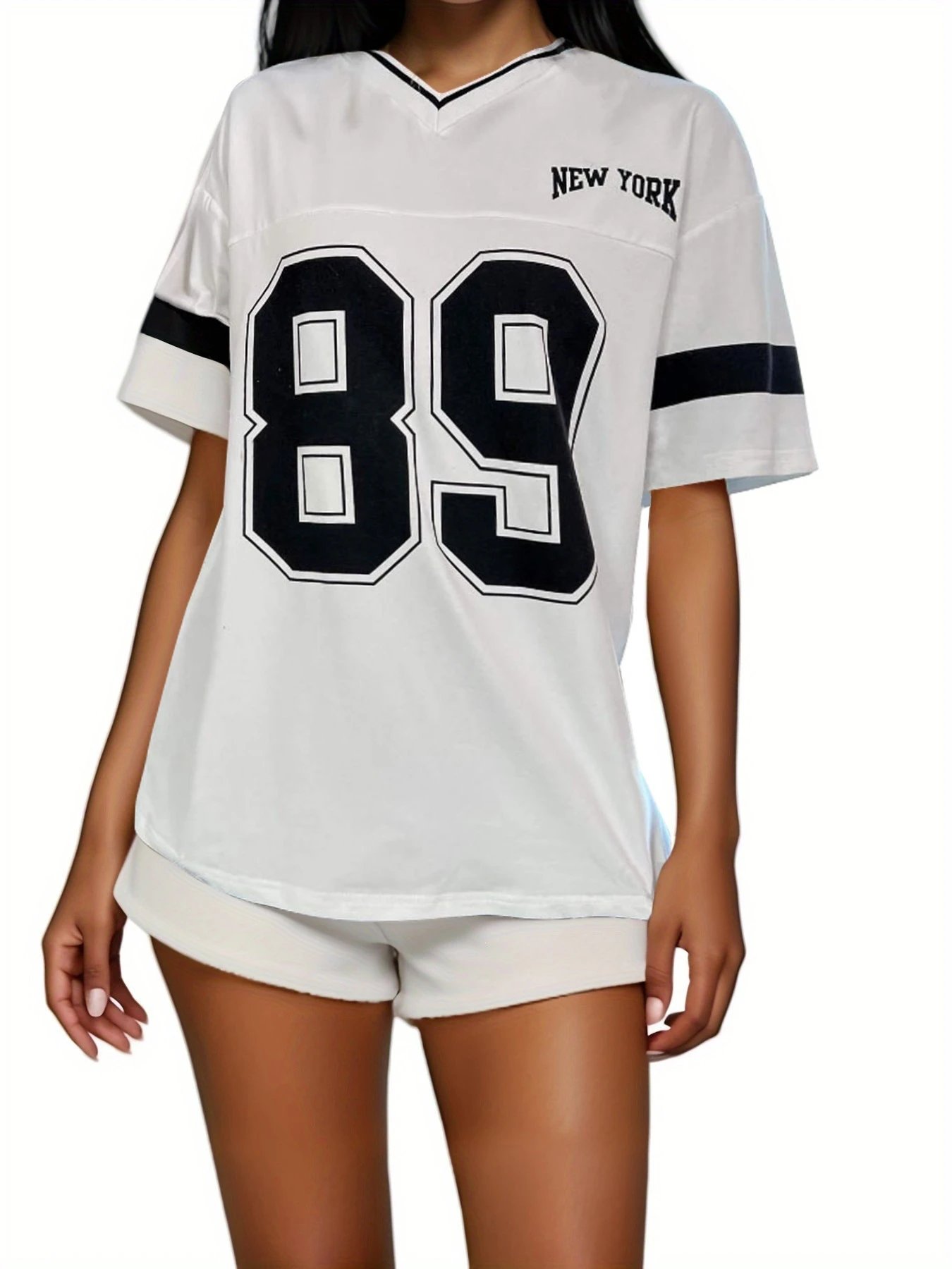 Design Football Jersey Style T-Shirt Purple with '89' and 'New York' Print - 28