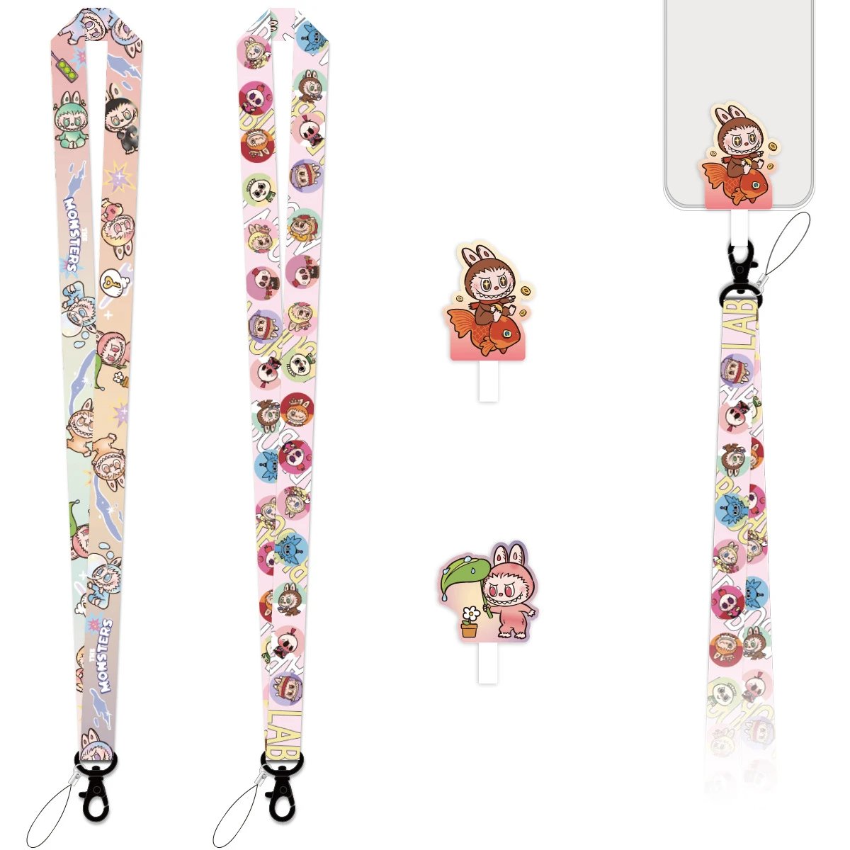 Design Lanyard with Cartoon Print Multicolor Neck Strap Accessories - 17