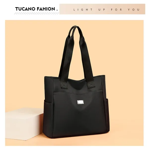 Design Tote Bag Teal with Black Straps Handbag - 11