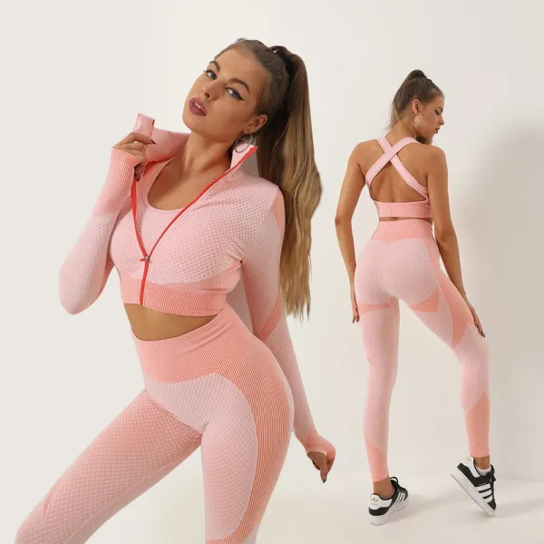 Design Mesh-Textured Activewear Set Gray - 10