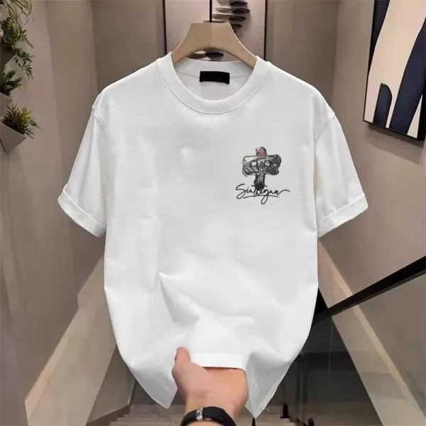 Design Synthique Graphic Print White Oversized T-Shirt - 4