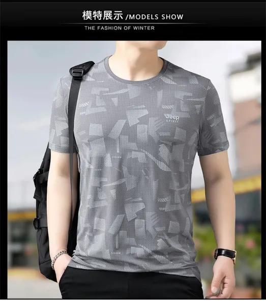 Design Jeep Spirit Geometric Print Navy T-Shirt T-Shirts - 9