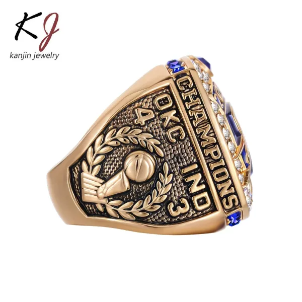 Design Kanjin Jewelry Oklahoma City Thunder 2025 Championship Ring Gold Blue Enamel Ring Jewelry - 4