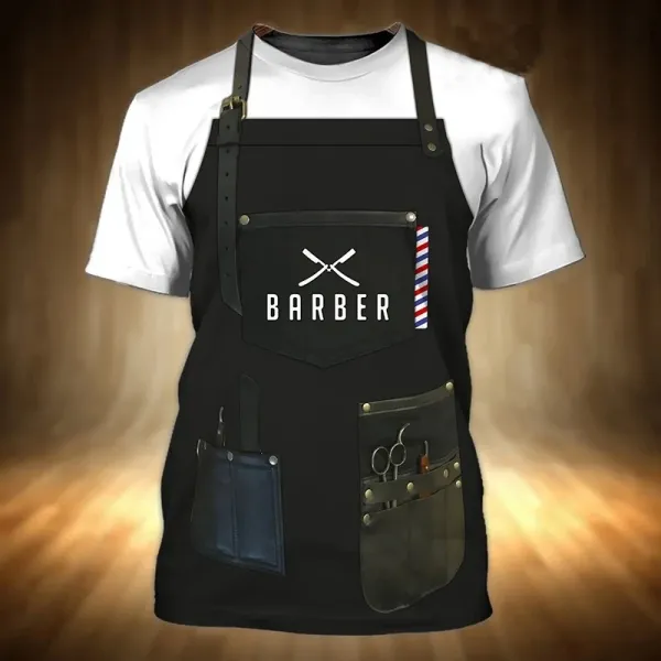 Design Kenny's Hair Studio Chef-Style Uniform Red and Black Shirt - 21
