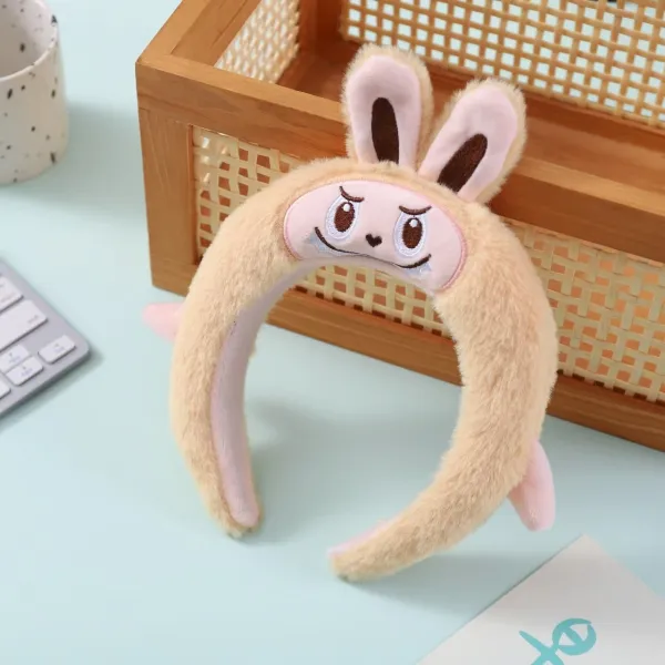 Design Plush Bunny Ears Headband Coral Pink Accessories - 9