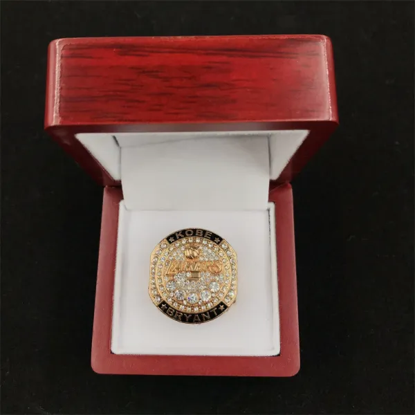 Los Angeles Lakers Kobe Bryant Championship Ring Replica Gold Crystal Jewelry - 7