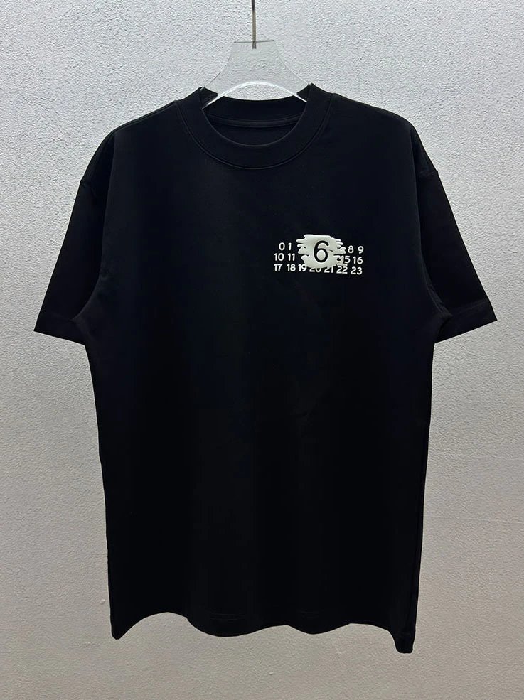 Maison Margiela Logo Embroidered T-Shirt White and Black - 35
