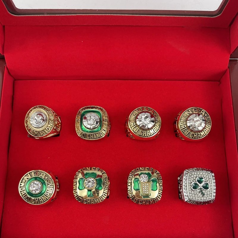 Design Boston Celtics Championship Rings Collection Red Velvet Box Set Jewelry - 2