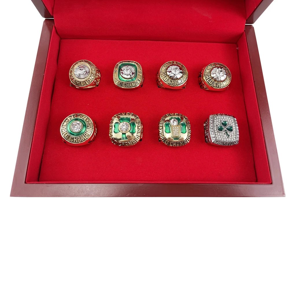 Design Boston Celtics Championship Rings Collection Red Velvet Box Set Jewelry - 4