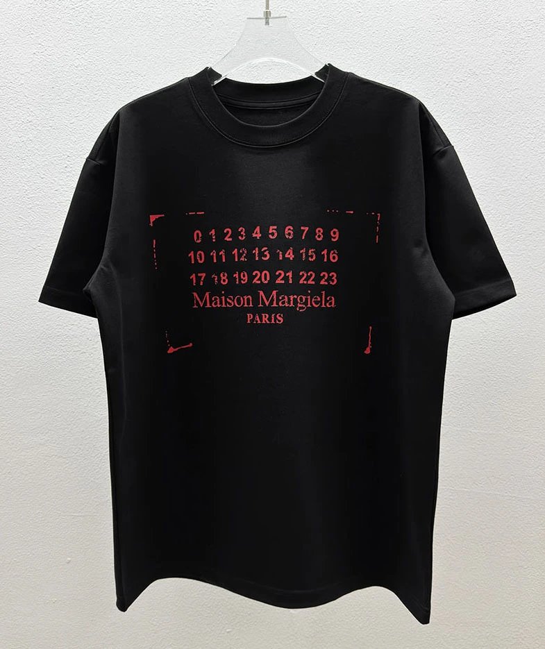 Maison Margiela Logo Embroidered T-Shirt White and Black - 48