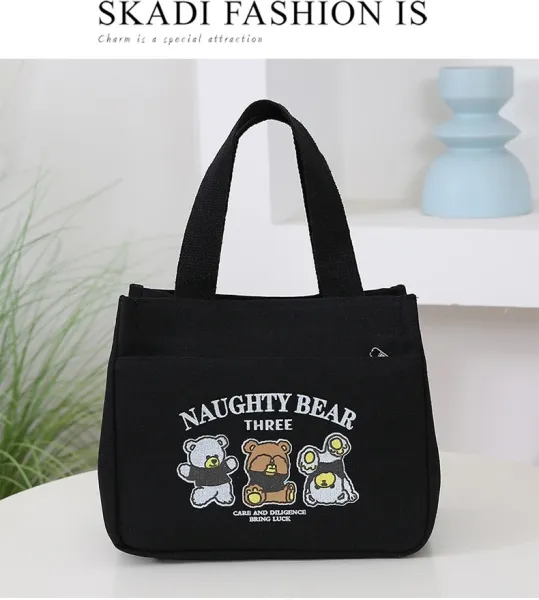 Design Naughty Bear Three Canvas Tote Bag Beige Tote Bag - 21
