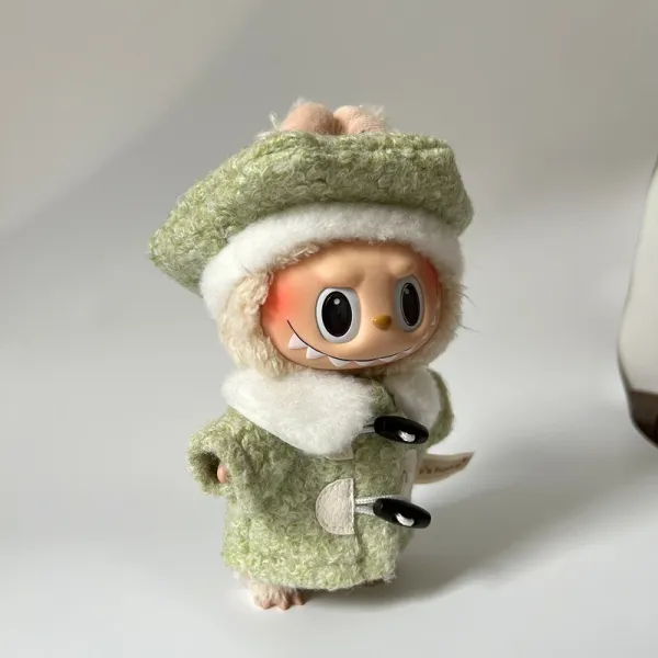 Pop Mart Labubu Duffle Coat Green Plush Doll Accessories - 4